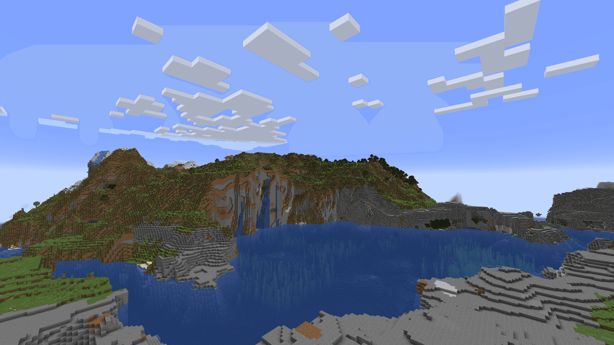 Ancient cities are most likely to spawn under mountains like these.